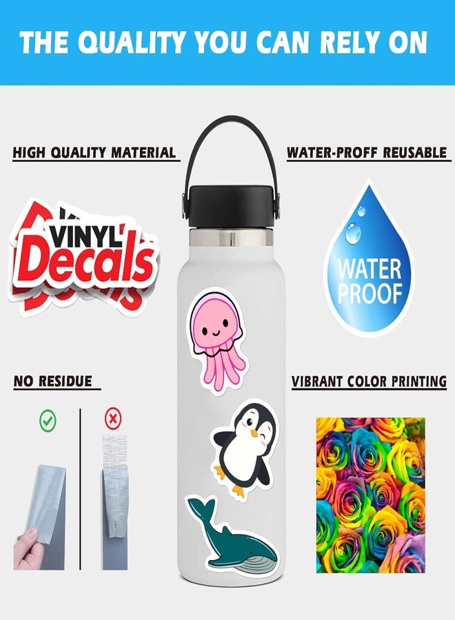 BEATRI Ocean Stickers 50Pcs Sea Creature Under The Sea Animal Vinyl Waterproof Decor & Party Favors for Laptop, Water Bottle, Skateboard & Travel Gear | Non-Repeating Decals, High-Definition Print - Image 2